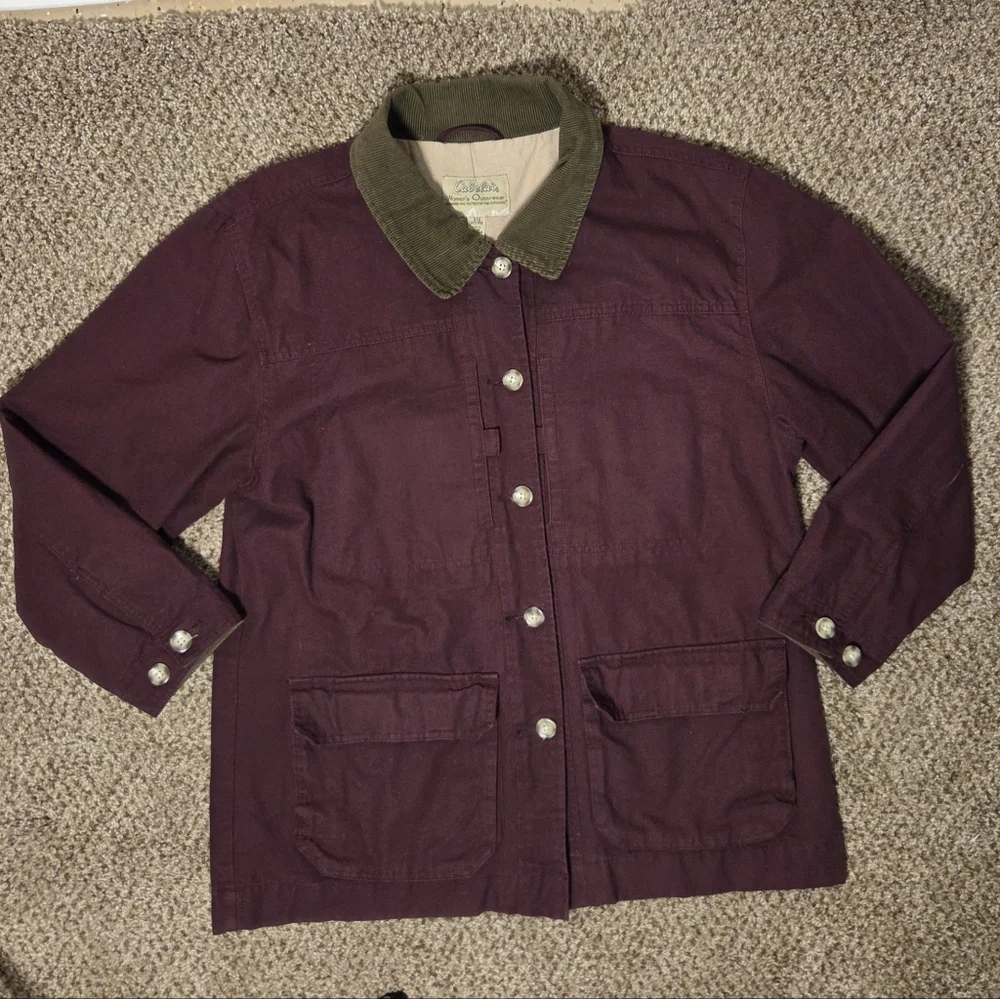 Cabela's Women's Canvas Chore Jacket Coat Corduroy Farm Barn Western Size XL Red - Picture 9 of 10